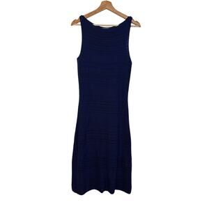 Lauren Ralph Lauren Midi Crochet Knit Size Medium Navy Coastal sleeveless Resort